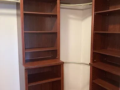 Apartment 18 walk-in closet with built-in shelving
